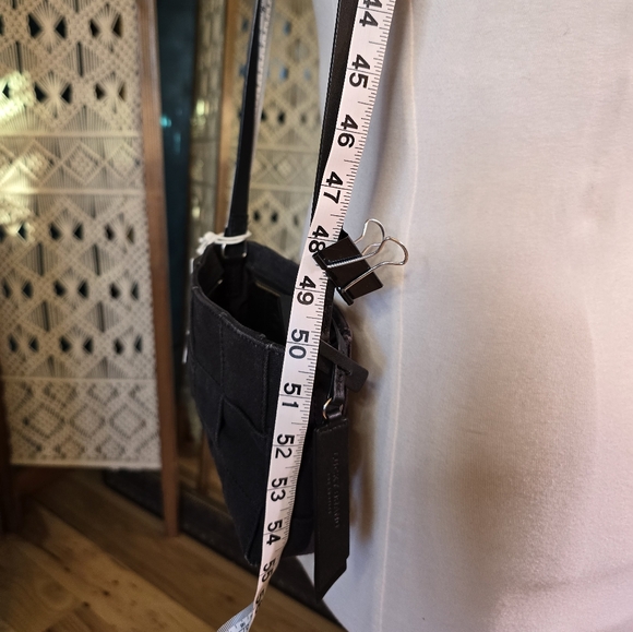 Canvas Mini Crossbody Bag with Leather Strap and Decorative Tag NWT - Picture 3 of 6